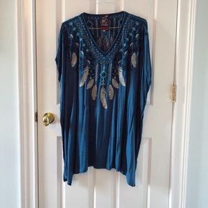 Soft blue embroidered blouse